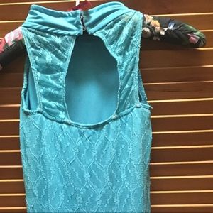 Robins egg blue lace figure skating dress Adult M